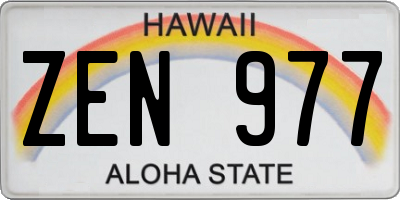 HI license plate ZEN977
