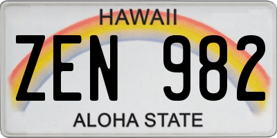 HI license plate ZEN982