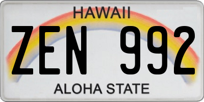 HI license plate ZEN992