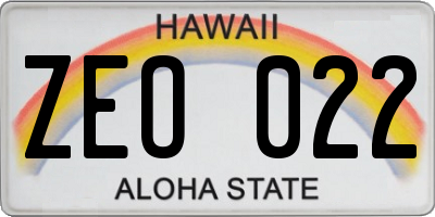 HI license plate ZEO022