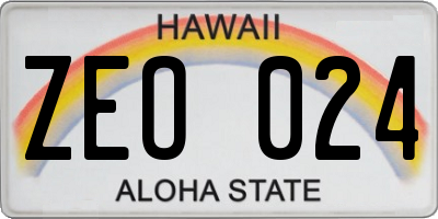 HI license plate ZEO024