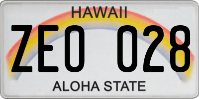 HI license plate ZEO028
