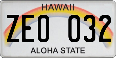 HI license plate ZEO032