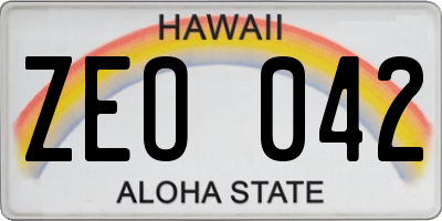HI license plate ZEO042