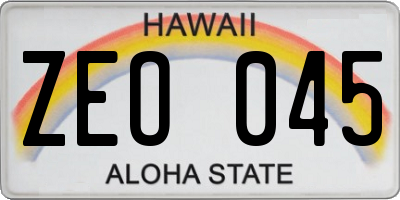 HI license plate ZEO045