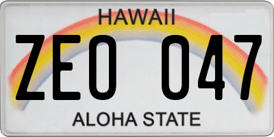 HI license plate ZEO047