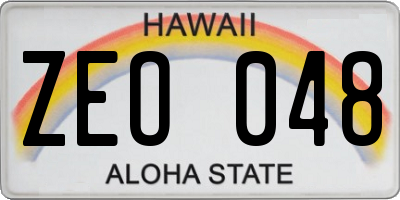 HI license plate ZEO048