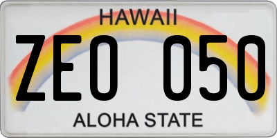 HI license plate ZEO050