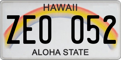 HI license plate ZEO052