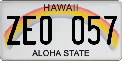 HI license plate ZEO057