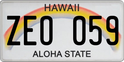 HI license plate ZEO059