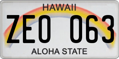 HI license plate ZEO063