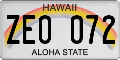 HI license plate ZEO072