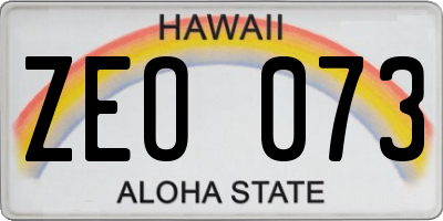 HI license plate ZEO073