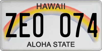 HI license plate ZEO074