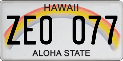 HI license plate ZEO077