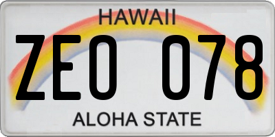 HI license plate ZEO078