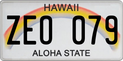 HI license plate ZEO079