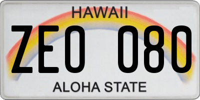 HI license plate ZEO080