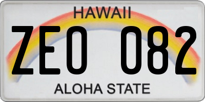 HI license plate ZEO082