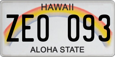 HI license plate ZEO093