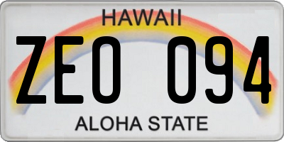 HI license plate ZEO094