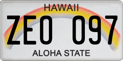 HI license plate ZEO097