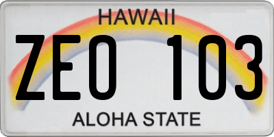 HI license plate ZEO103
