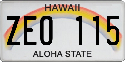 HI license plate ZEO115