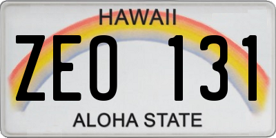 HI license plate ZEO131