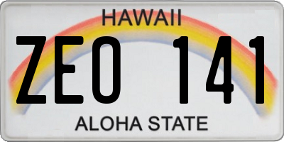 HI license plate ZEO141