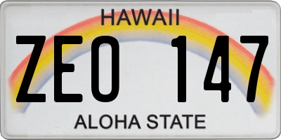 HI license plate ZEO147