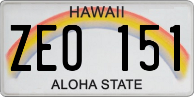 HI license plate ZEO151