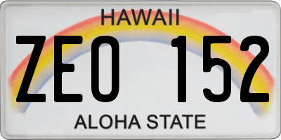 HI license plate ZEO152
