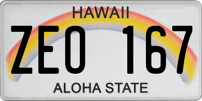 HI license plate ZEO167