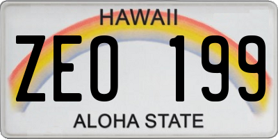 HI license plate ZEO199