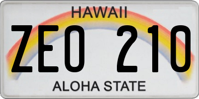 HI license plate ZEO210