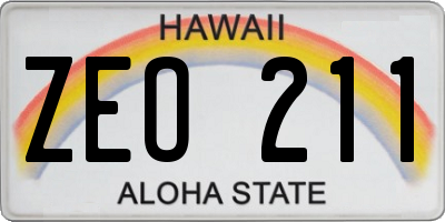HI license plate ZEO211