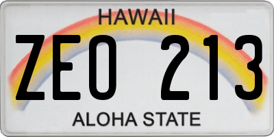 HI license plate ZEO213