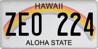 HI license plate ZEO224