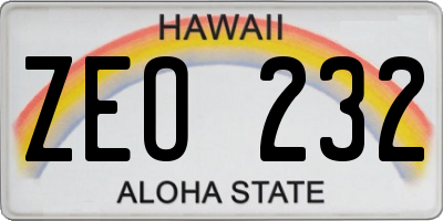 HI license plate ZEO232