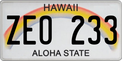 HI license plate ZEO233