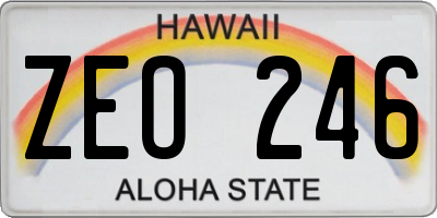 HI license plate ZEO246