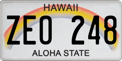 HI license plate ZEO248