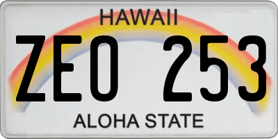 HI license plate ZEO253