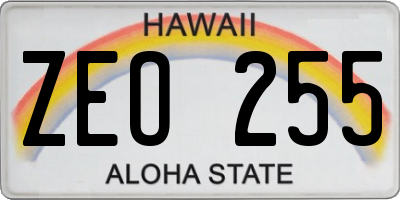 HI license plate ZEO255