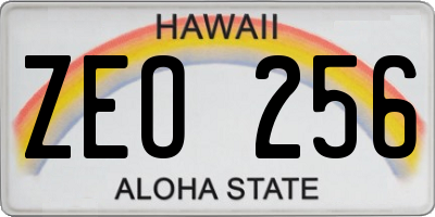 HI license plate ZEO256