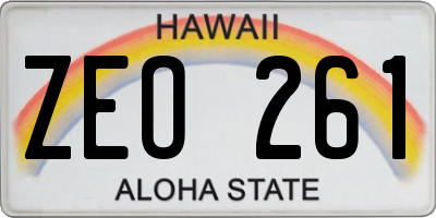 HI license plate ZEO261