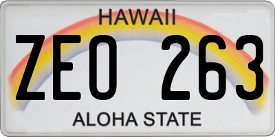 HI license plate ZEO263