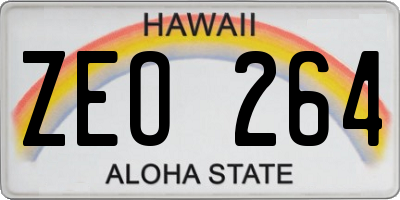 HI license plate ZEO264